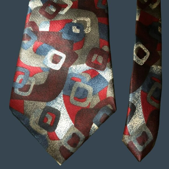 Tattersall Tie Abstract 60" Iridescent Blue Red - Picture 1 of 3